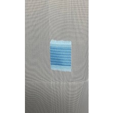 Akça Tekstil Tergal Turkuaz Kareli Beyaz Renk Tek Kanat Hazır Dikilmiş Pileli Fon Perde 300*260 cm