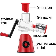 Tilbe Home 3 Bıçaklı Kollu Sebze Doğrayıcı Dilimleyici Mutfak Tambur Peynir Fındık Ceviz Öğütücü Rende Seti