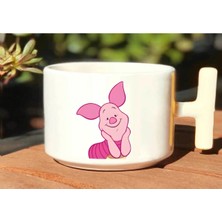 Hobi Shop Pooh & Piglet Baskılı Sevgili Çift Çift 2'li Beyaz T Kulp Kupa Bardak