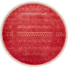 Eko Halı Zara Zr 06 Red Yuvarlak Otantik Desenli Özel Hav Vermeyen ve Kolay Temizlenebilir Tensel Kullanılarak El Emeği Ile Özel Tezgahlarda Üretilen Modern Uşak Halısı