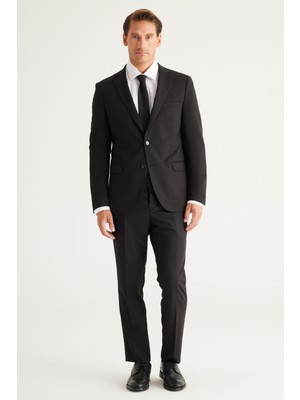 ALTINYILDIZ CLASSICS Erkek Siyah Slim Fit Dar Kesim Mono Yaka Takım Elbise