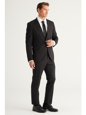 ALTINYILDIZ CLASSICS Erkek Siyah Slim Fit Dar Kesim Mono Yaka Takım Elbise