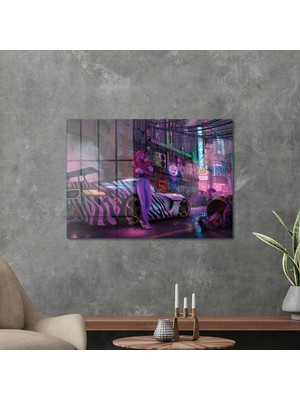 Decovetro Cam Tablo Gamer Cyberpunk City 50X70 cm