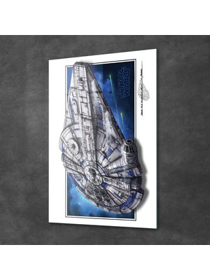 Decovetro Cam Tablo Star Wars Millennium Falcon Poster 30X40 cm