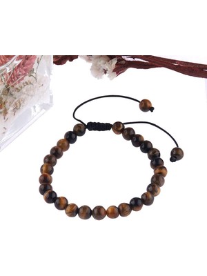 Deniz Doğal Taş Sertifikalı Kaplan Gözü  Orjinal ( Taşlar) Doğaltaş Bileklik  - 8mm