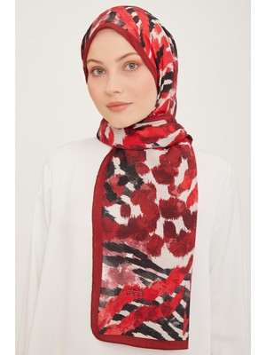 Armine Trend Kırmızı-Siyah Fırça Desen Modal Şal 6318-03-A