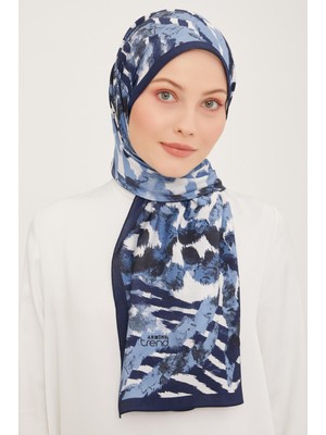 Armine Trend Lacivert-Indigo Fırça Desen Modal Şal 6318-15