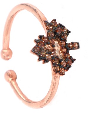 Neva Jewelry Sarı Taşlı Yaprak Yüzük