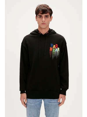 Bad Bear Rainbow Hoodie Erkek Siyah Sweatshirt 23.02.12.005-C01