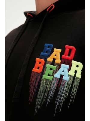 Bad Bear Rainbow Hoodie Erkek Siyah Sweatshirt 23.02.12.005-C01