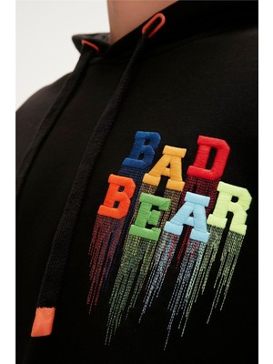 Bad Bear Rainbow Hoodie Erkek Siyah Sweatshirt 23.02.12.005-C01