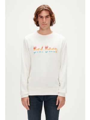 Bad Bear Manuscript Crewneck Erkek Beyaz Sweatshirt 23.02.12.016-C04