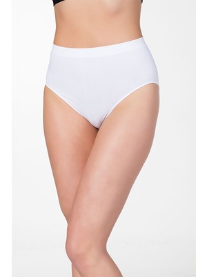Miray Life Dikişsiz Yüksek Silikon Bel Bato Slip Korse Külot Beyaz