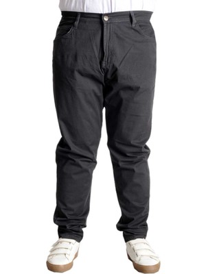 ModeXL Büyük Beden Erkek Pantolon Keten 5cep Milano Classic Antrasit Esnek Rahat Model 20902