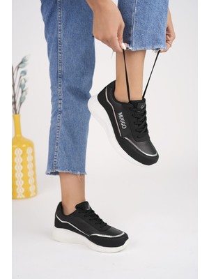 Muggo Happy Garantili Kadın Ortopedik Günlük Bağcıklı Şık Rahat Sneaker Spor Ayakkabı