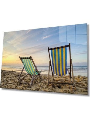 Eliza Home  Gün Batımı Sahil Manzaralı Cam Tablo