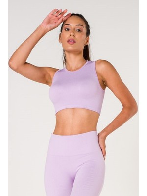 Miray Life New Season Fitilli Crop Top Büstiyer Seamless Spor Sütyeni Lila