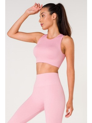 Miray Life New Season Fitilli Crop Top Büstiyer Seamless Spor Sütyeni Pembe