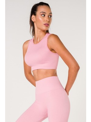 Miray Life New Season Fitilli Crop Top Büstiyer Seamless Spor Sütyeni Pembe