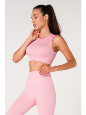 Miray Life New Season Fitilli Crop Top Büstiyer Seamless Spor Sütyeni Pembe