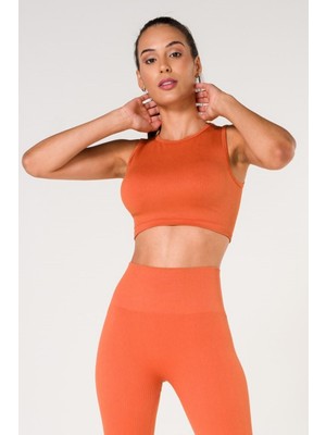 Miray Life New Season Fitilli Crop Top Büstiyer Seamless Spor Sütyeni Turuncu