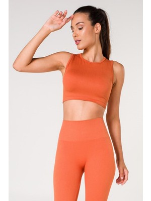 Miray Life New Season Fitilli Crop Top Büstiyer Seamless Spor Sütyeni Turuncu