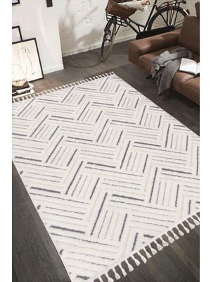 Armida Concept Enjoy Krem Gri Bukleli Yumuşak Peluş Shaggy Halı Salon Oturma Odası Halısı Çocuk Odası Mutfak Halısı 160 x 230