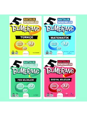 Günay Yayınları Gün&Ay Yayınları 5. Sınıf Bumerang Türkçe Matematik Fen Bilimleri Sosyal Bilgiler Deneme Seti