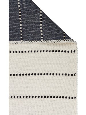 Eko Halı Riva Rv 03 Cream Black Makinede Yıkanabilir  Kaymaz Tabanlı Pamuk Kilim