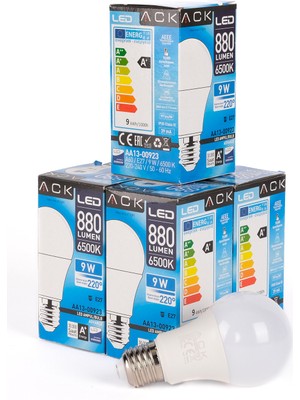 Ack 9W LED Ampul 6500K Beyaz Işık  E27 5'li Eko Paket