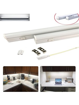 Rultech 2 Adet Mutfak Tezgah Dolap Dekoratif Beyaz Işık LED Bant Armatür 4W 28,2 cm 220V Ev Otel Mağaza