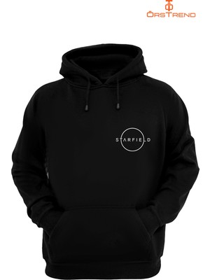 Ors Trend Starfield Baskılı 3 Iplik Unisex Siyah Kapişonlu Sweatshirt