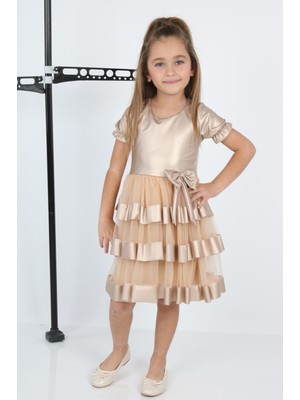 Çocuk Yolu Kids Tüllü Leather Kız Çocuk Abiye Özel Olaylar İçin Şık ve Rahat Silüet