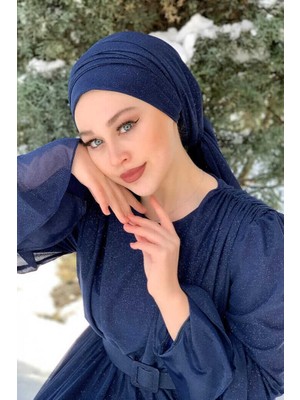 Bym Fashion 2021 Simli Şal Lacivert