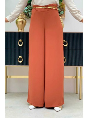 Bym Fashion Fermuarlı Kemer Aksesuarlı Pantolon Etek 0125 Kiremit