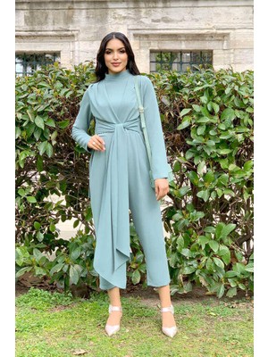 Bym Fashion Bym Bel Bağlama Detaylı Yarım Boğaz Detay Tulım 3672 Mint