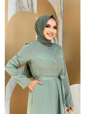 Bym Fashion Bym Göğüs Kısmı Gizli Düğme Detaylı Bel Kuşaklı Tulum 3676 Mint