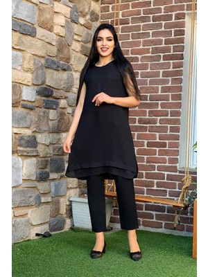 Bym Fashion Bym Kat Görünüm Sıfır Kol Içlik Tunik 2340 Siyah