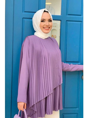 Bym Fashion Bym Çapraz Görünüm Pilise Detay Tunik 2363 Lila