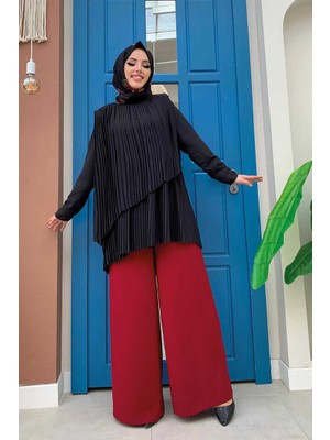 Bym Fashion Bym Çapraz Görünüm Pilise Detay Tunik 2363 Siyah