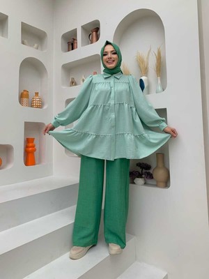 Bym Fashion Bym Kat Taş Işleme Görünümlü Düğmeli Tunik 2687 Mint