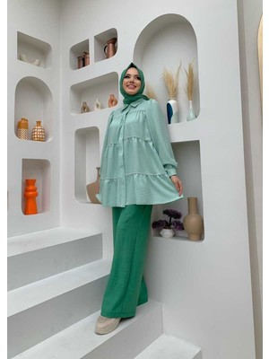 Bym Fashion Bym Kat Taş Işleme Görünümlü Düğmeli Tunik 2687 Mint