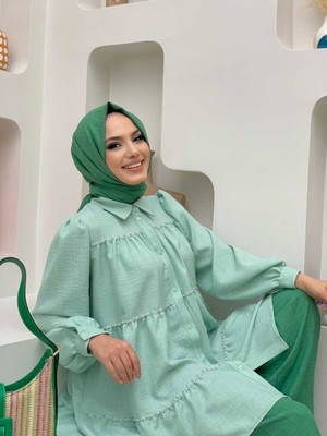 Bym Fashion Bym Kat Taş Işleme Görünümlü Düğmeli Tunik 2687 Mint