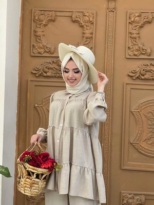 Bym Fashion Bym Kat Taş Işleme Görünümlü Düğmeli Tunik 2687 Taş