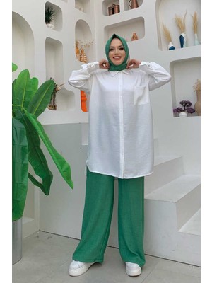 Bym Fashion Bym Boydan Düğmeli Cep Detaylı Tunik 2688 Ekru