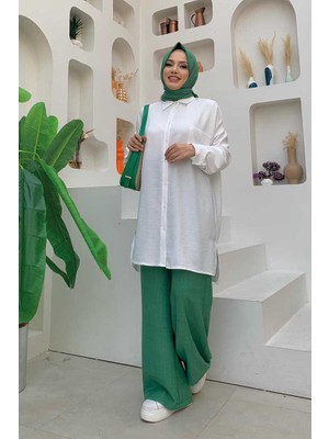 Bym Fashion Bym Boydan Düğmeli Cep Detaylı Tunik 2688 Ekru