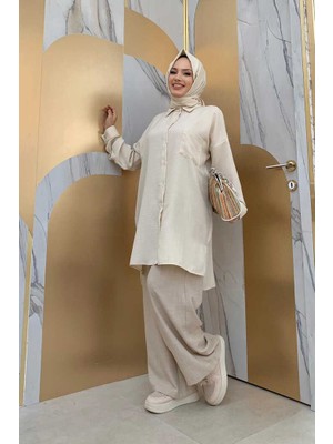 Bym Fashion Bym Boydan Düğmeli Cep Detaylı Tunik 2688 Taş