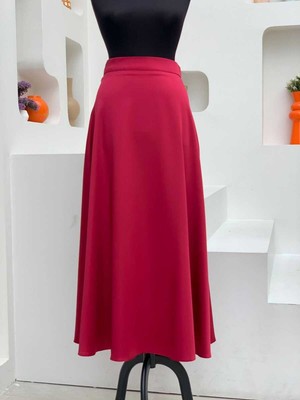 Bym Fashion Bym Bel Fermuarlı Saten Mevlana Etek 1187 Bordo