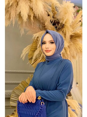 Bym Fashion Bym Şifon Pelerin Detay Bel Kuşaklı Tulum 3330 Indigo