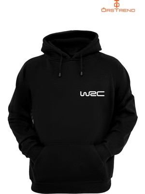 Ors Trend Wrc Baskılı 3 Iplik Unisex Siyah Kapişonlu Sweatshirt